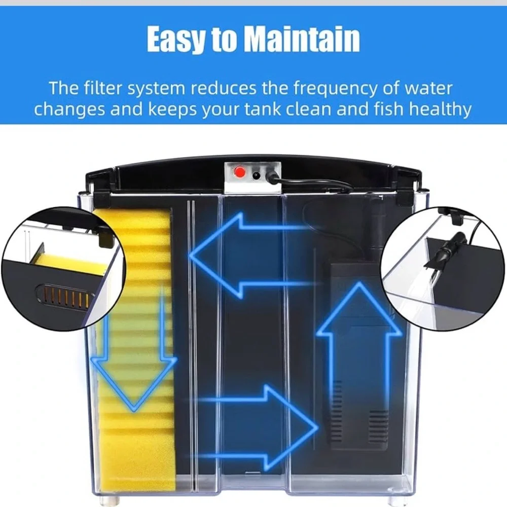 NIB Aquaneat Plastic Aquarium Tank,Aquatic Life,1.2 Gallon,LED,Water Filter Pump